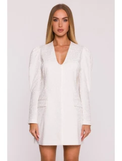 M881 Žakárové blejzrové šaty - krémové