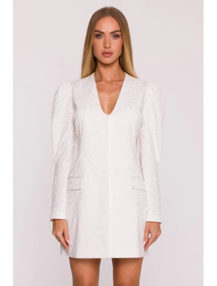 M881 Žakárové blejzrové šaty - krémové M881 Žakárové blejzrové šaty - krémové