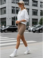 Dámské cyklistické šortky s vysokým pasem, béžové, FashionStreet SY0571