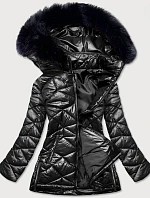 Dámská přechodná bunda plus size černá (mm21-76)