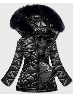 Dámská přechodná bunda plus size černá (mm21-76)