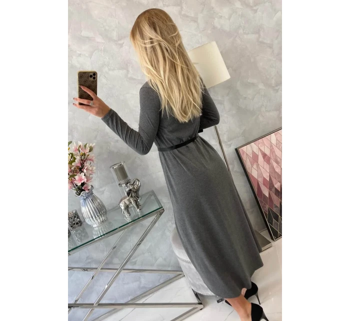 Šaty s ozdobným páskem a nápisem graphite Šaty s ozdobným páskem a nápisem graphite