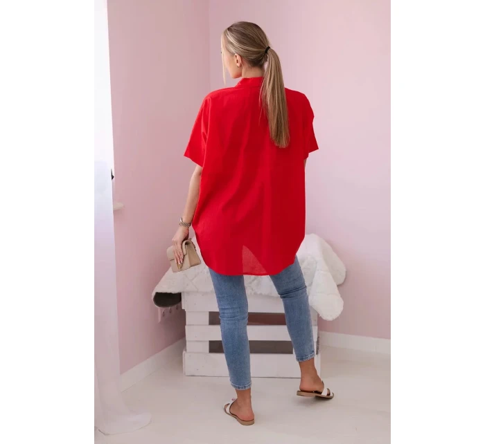 Bavlněná košile s krátkým rukávem červený