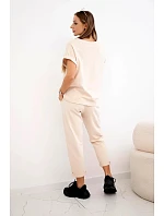 Bavlněný komplet halenka + kalhoty béžový Bavlněný komplet halenka + kalhoty béžový