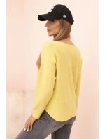 Svetr dámský s viskózou a výstřihem do V žlutý