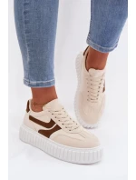 Dámské tenisky na platformě s eko semišem béžové Cadrina Dámské tenisky na platformě s eko semišem béžové Cadrina