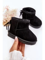 Dětské zateplené sněhule s třásněmi, černá Mikyla