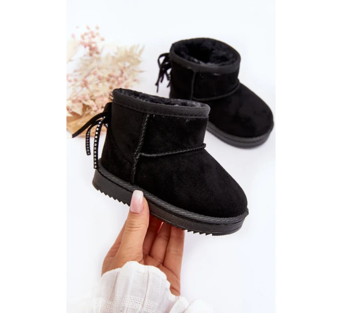 Dětské zateplené sněhule s třásněmi, černá Mikyla