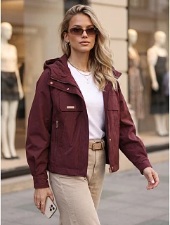 Dámská přechodová bunda s kapucí, vínová, FashionStreet TY5964