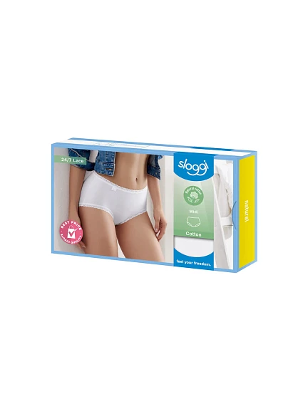 Dámské kalhoty Sloggi 24/7 Cotton Lace Midi bílé