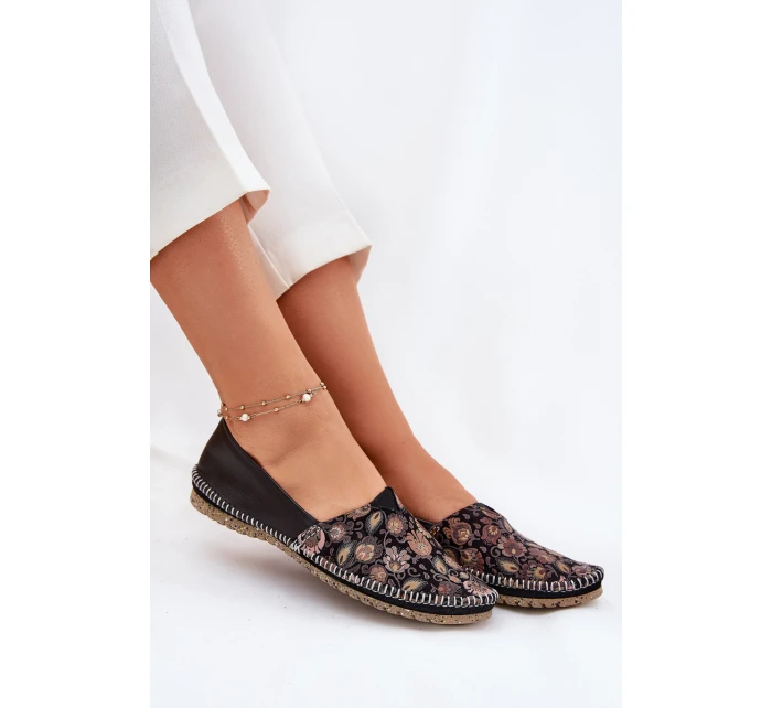 Kožené Vzorované Baletky model 21693638 Černé - Maciejka