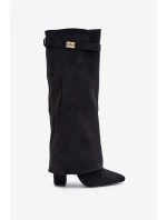 Kozačky Eko Velur Podpatky Na Zip Zateplené Ohnutý Svršek Béžové Evyra