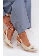 Dámské sandály na podpatku s ozdobným detailem světle béžové model 22027892 - Boto Dámské sandály na podpatku s ozdobným detailem světle béžové model 22027892 - Boto