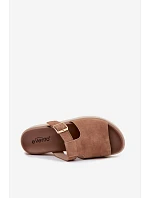 Kožené dámské sandály na platformě se zlatou sponou Camel model 22095008 - Boto Kožené dámské sandály na platformě se zlatou sponou Camel model 22095008 - Boto