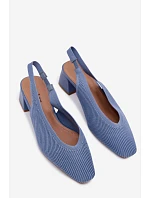 Materiálové dámské sandály na podpatku Modré Marcellé