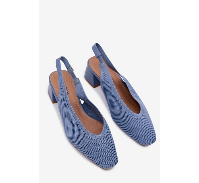 Materiálové dámské sandály na podpatku Modré Marcellé