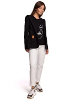 B180 Blejzr s kapucí z bavlněného úpletu - černý