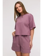 B294 Oříznutá mikina s krátkým rukávem - heather B294 Oříznutá mikina s krátkým rukávem - heather