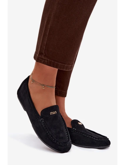 Dámské mokasíny s malým zlatým detailem – černé Sarivelle