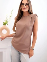 Elegantní dámská halenka s volánky a asymetrickým střihem velbloud