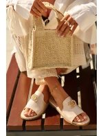 Elegantní Dámské Lesklé Sandály S Ozdobou S.Barski KV27-050 Zlaté