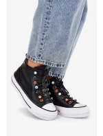 Kožené Vysoké Tenisky Dámské model 21691443 Černé - Goe