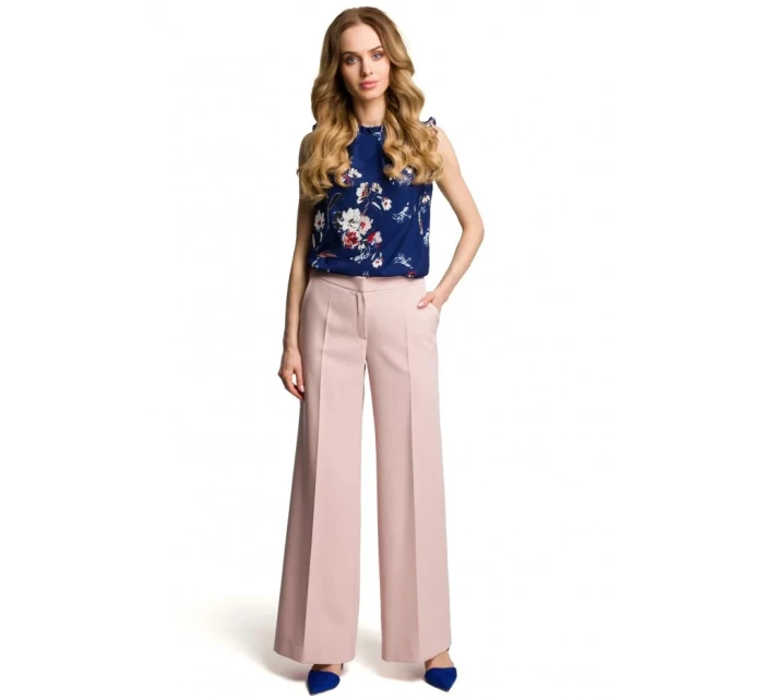 model 18001807 Kalhoty se širokými nohavicemi pudrové - Moe