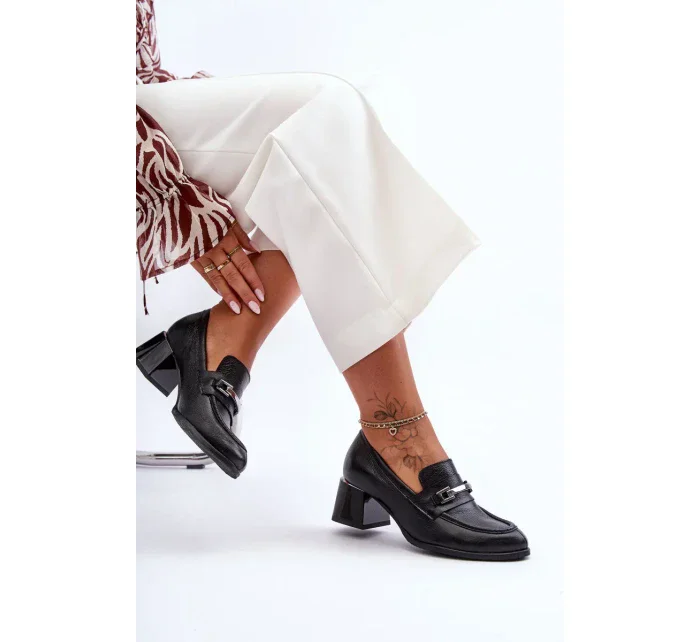 Pohodlné kožené lodičky černé Damira