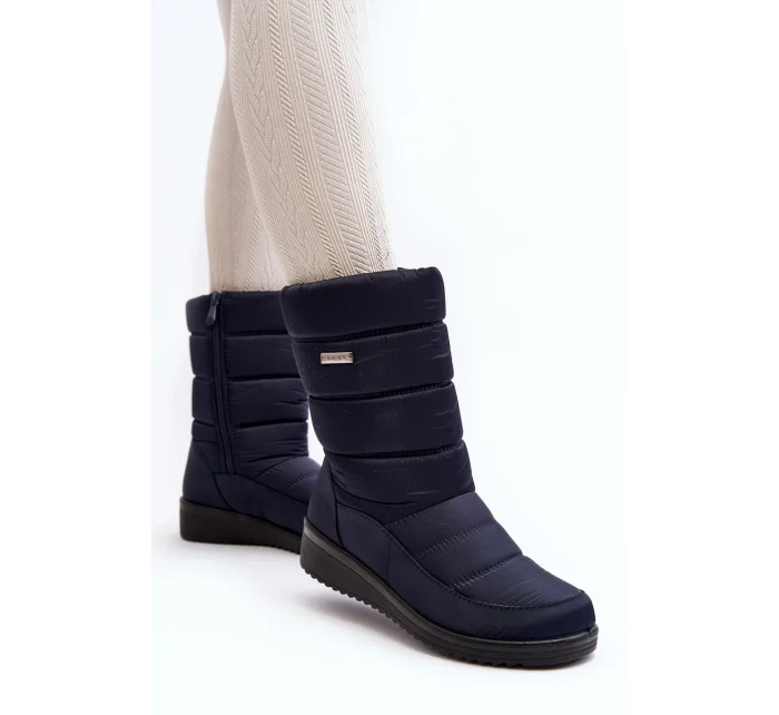 Zateplené sněhule na klínku, tmavě modrá Calena Zateplené sněhule na klínku, tmavě modrá Calena