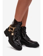 Dámské lakované workery Sarinae zateplené – černé Dámské lakované workery Sarinae zateplené – černé