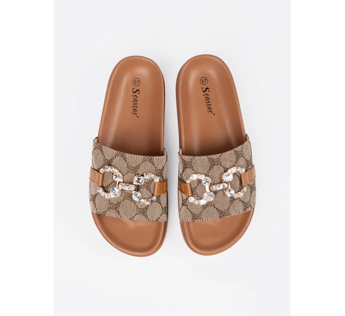 Krásné  nazouváky dámské hnědé na plochém podpatku