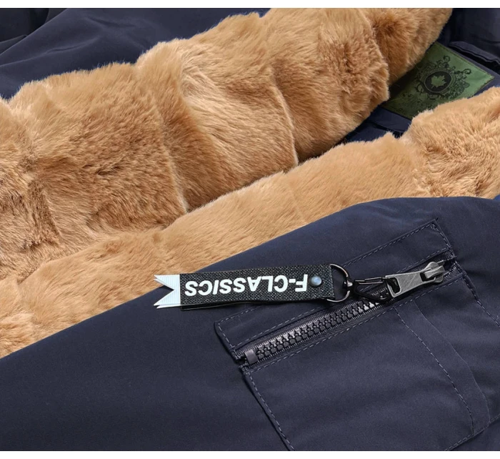 Tmavě modrá dámská zimní bunda parka (CAN-588) Tmavě modrá dámská zimní bunda parka (CAN-588)