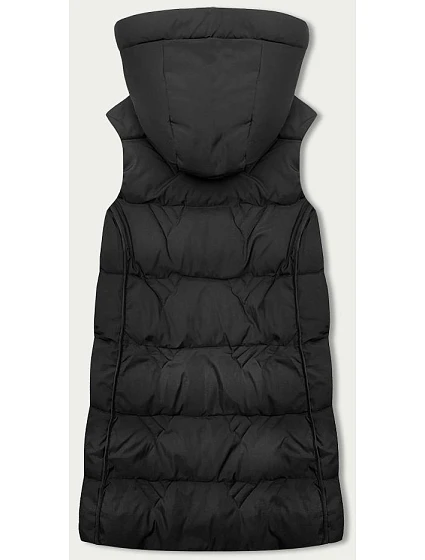 Černá dámská vesta s kapucí model 18851543 - S'WEST Černá dámská vesta s kapucí model 18851543 - S'WEST