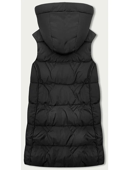 Černá dámská vesta s kapucí model 18851543 - S'WEST Černá dámská vesta s kapucí model 18851543 - S'WEST