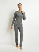 Dámské modalové pyžamo set DIM MODAL PYJAMAS SET - DIM - šedá