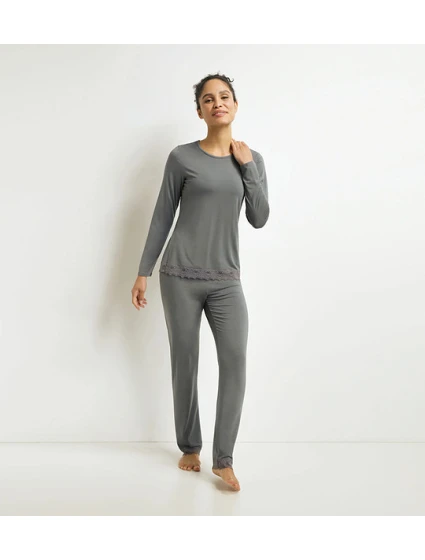 Dámské modalové pyžamo set DIM MODAL PYJAMAS SET - DIM - šedá