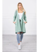 Tmavě mátový plášť s dlouhými zády