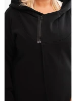 Dámská mikina Plus Size zateplená s kapucí a asymetrickým zipem černá Dámská mikina Plus Size zateplená s kapucí a asymetrickým zipem černá