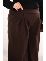 Dámské kalhoty Plus Size s širokými nohavicemi a model 21728709 hnědé - K-Fashion