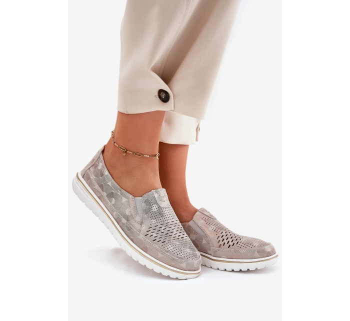 Semišové nazouvací boty Béžovo-zlatá Inez