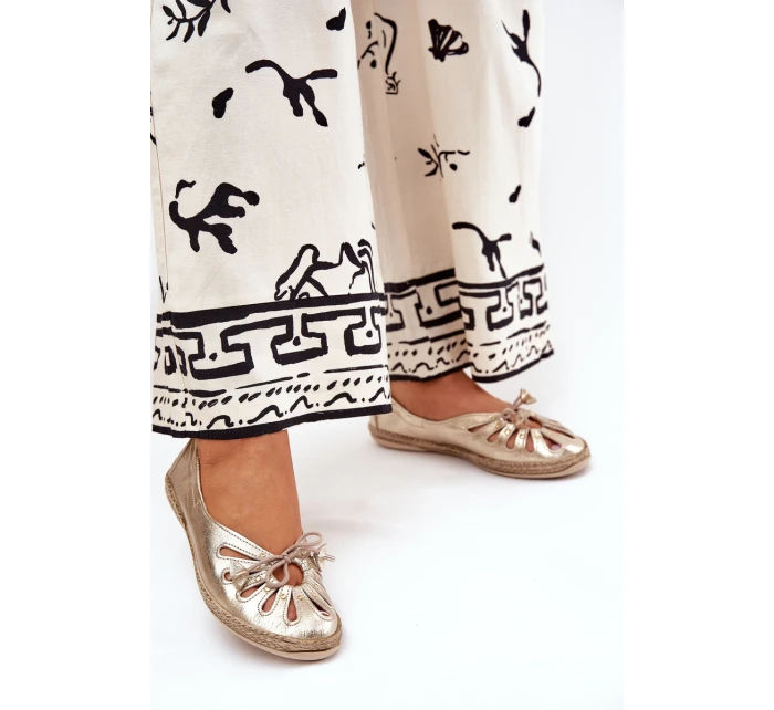 Ploché baleríny z přírodní kůže Zazoo 10179 zlaté