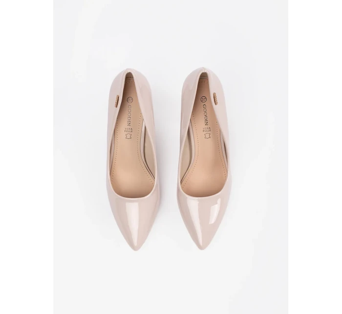 Luxusní hnědé dámské  lodičky na širokém podpatku