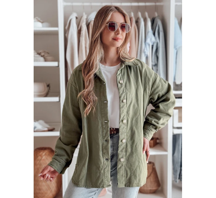 Dámská přechodná košilová bunda oversize KOSMOJACK khaki FashionStreet TY4840 Dámská přechodná košilová bunda oversize KOSMOJACK khaki FashionStreet TY4840