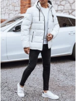 Pánská prošívaná zimní bunda s kapucí bílá FashionStreet TX5056