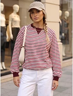 Dámská bavlněná mikina s pruhy Azara, vínová, FashionStreet RY2932 Dámská bavlněná mikina s pruhy Azara, vínová, FashionStreet RY2932