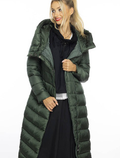Dlouhá zelená dámská bunda s kapucí AnnGissy (AG1-J9169)