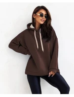 Hrubší dámská klokaní mikina v čokoládové barvě model 21809045 - Moon Hrubší dámská klokaní mikina v čokoládové barvě model 21809045 - Moon