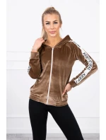 Velurová mikina s kapucí hnědá Velurová mikina s kapucí hnědá