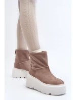 Kožené Dámské Boty Na Podpatku S Pásky  Bežové model 21644286 - Zazoo