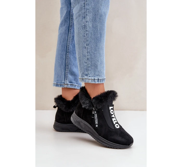Tenisky Botky Dámské S Kožíškem Černé Zeriana